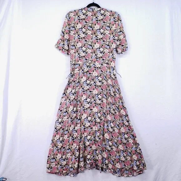 Vintage ED Michaels Melanie Drucker Floral Tea Midi A-line Cottagecore Dress - Picture 11 of 16